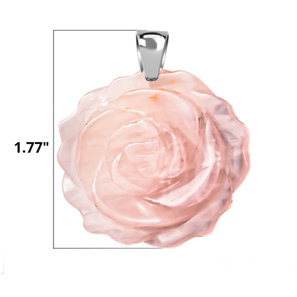 Rose quartz carved flower, Choker or Chain - Picture 3 of 4